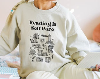 Reading Is Self-Care Sweatshirt bookish things library shirt Bookish Mental Health Hoodie Read More Book Lover Bookworm Romance
