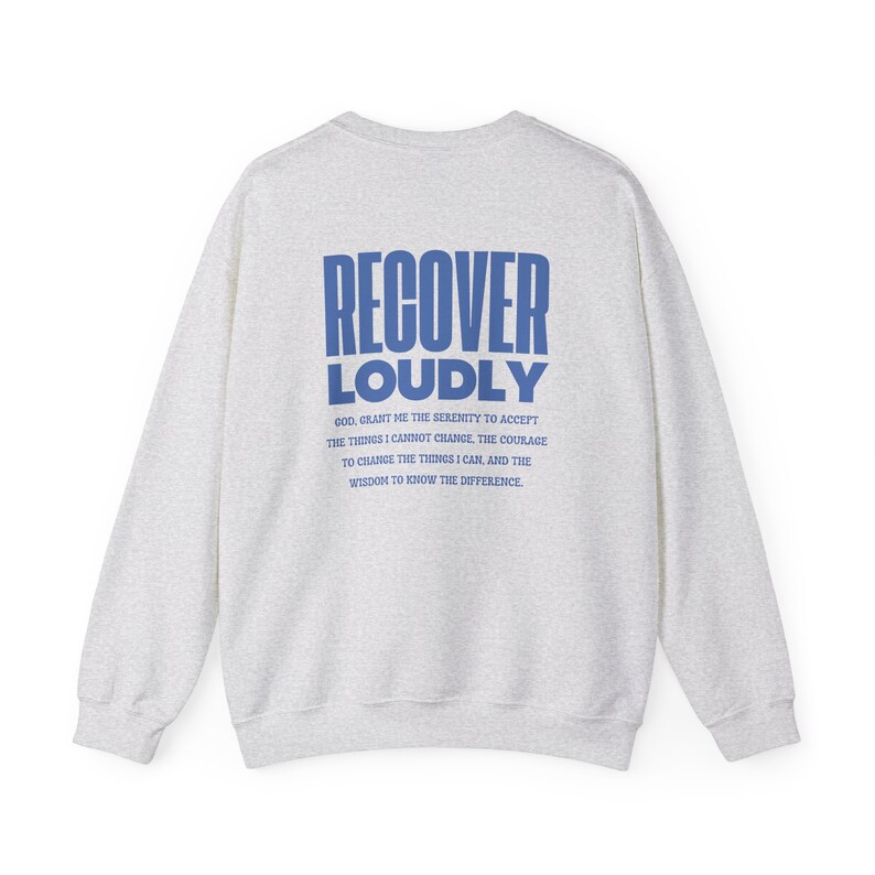 sobriety serenity prayer we must recover loudly jesus loves you Christian Sweatshirt addiction recovery hoodie Christian Merch god apparel Ash