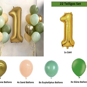 Ballon Set 1 Geburtstag in einem schönen grün ton Bild 2