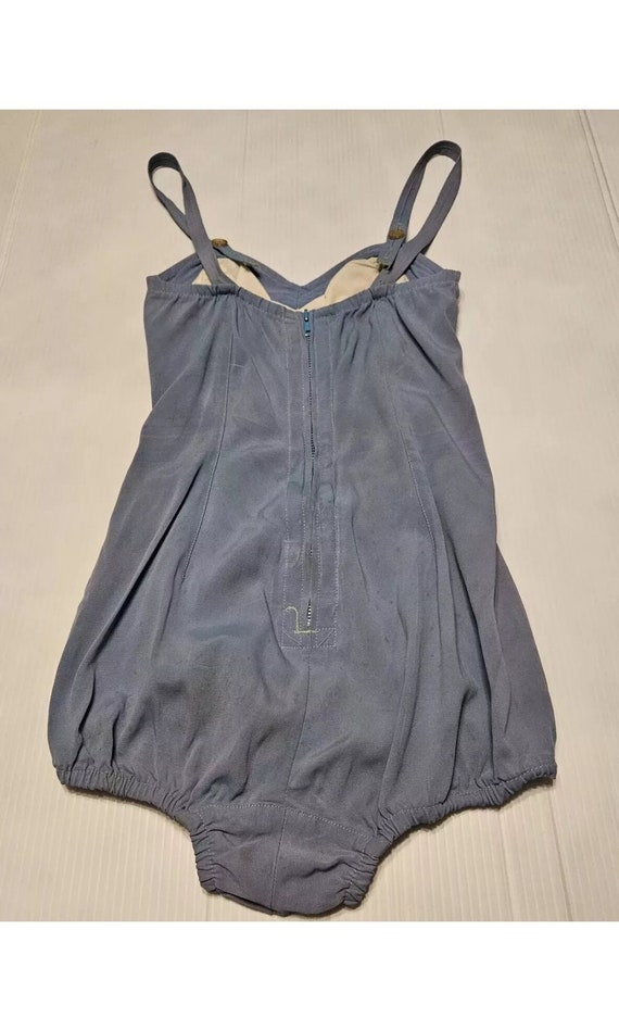 Vintage 40s Baby Blue Ruched Bathing Suit Swimsui… - image 3