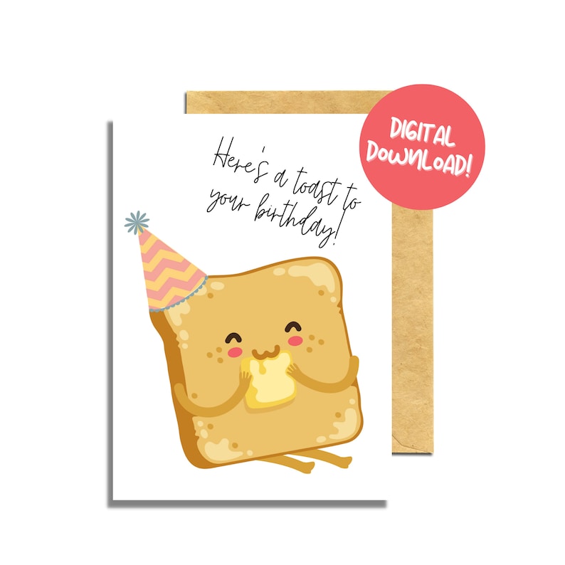 Printable Birthday Card Here's a Toast to Your Birthday - Etsy