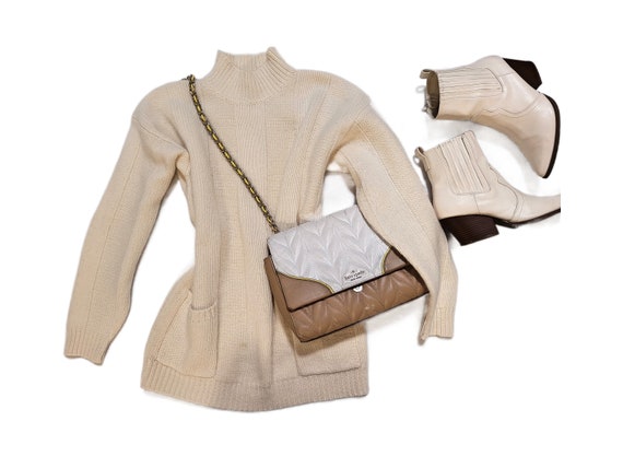 Vintage Angora and White Wool Sweater Dress, Size… - image 1