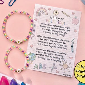 Mommy & Me Beaded Friendship Bracelets | First Day of School - Preschool/Kindergarten Gifts, Mom and Child Matching Back to School Accessory