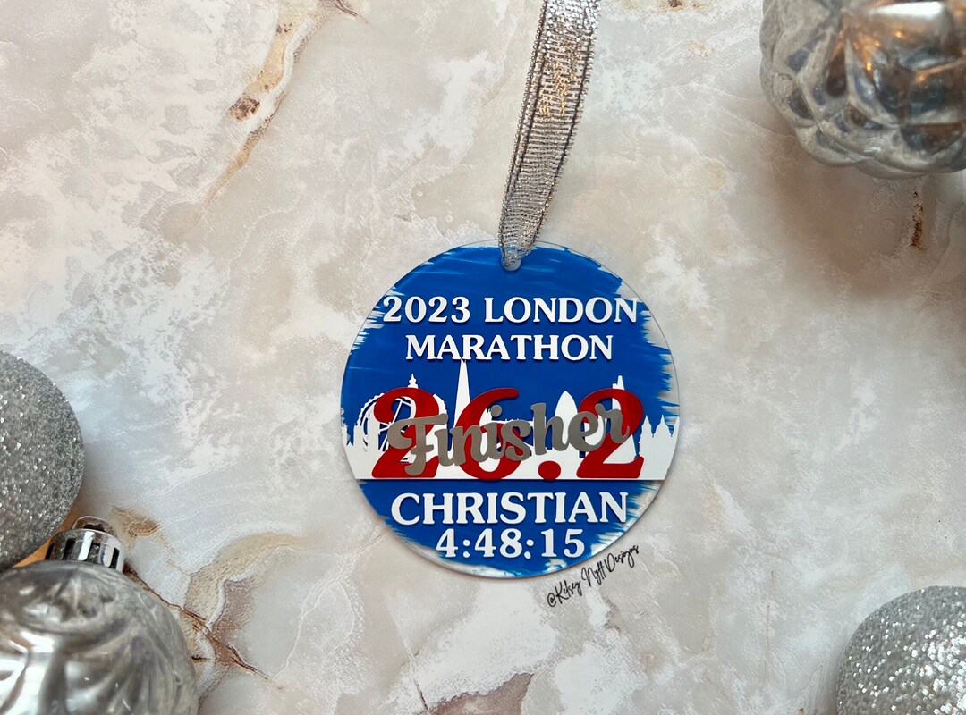 2023 London Marathon Keepsake Acrylic Ornament Personalized Runner Gifts, Customized Finisher