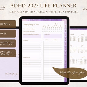 2023 ADHD Digital Planner | Purple | Printable | Budget, Meal Planning & more! | ADHD tips and strategies | iPad | GoodNotes | Android