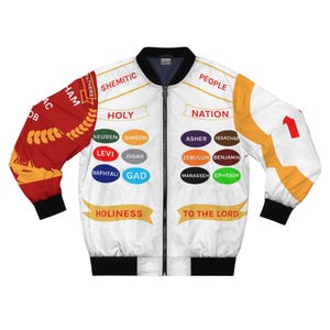 Bomberjacke, Zwölf Stämme Israels Jacke, Herrenjacke, Hebräische Stämme Oberbekleidung, Alter israeliten Mantel, Jüdische Wurzeln Bomber, Israel
