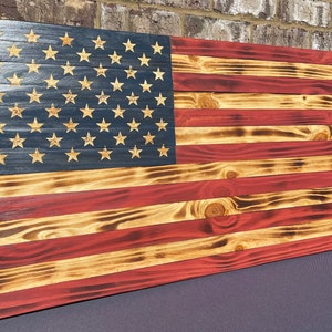 Rustic American Flag Wood USA Flag Hand Engraved Decor Hand Made Art Personalized Wall Flag Patriotic 4th of July Housewarming gift