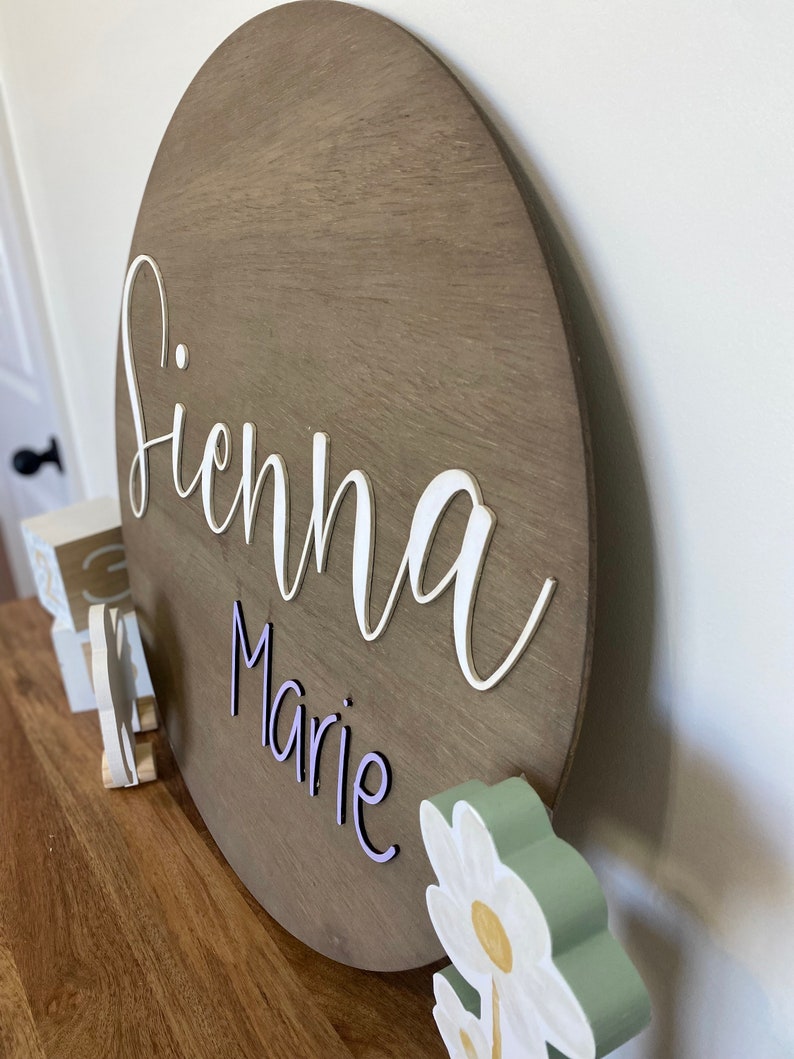 Wooden Round Nursery Name Signs Round Name Sign Custom Etsy