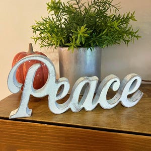 Peace - Freestanding Wood Sign: Home Shelf Decor, USA Made, Stocking Stuffer Gift