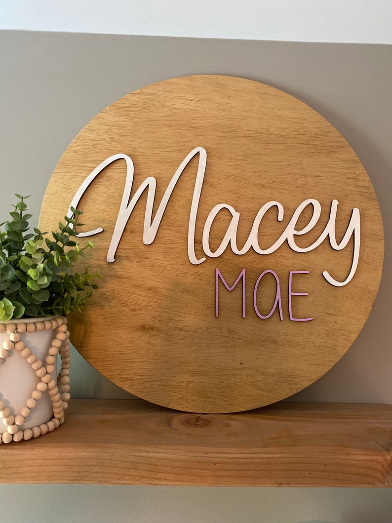 Wooden Round Nursery Name Signs Round Name Sign Custom Etsy