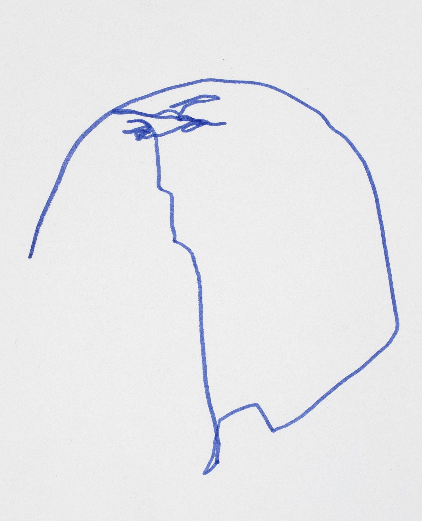 Blue Ink Line Blue Ink Line Art Drawing: Abstract Minimalist Wall Art