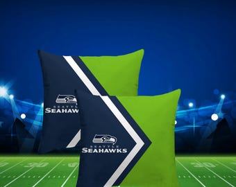 Blue and Neon Green Pillow Covers, Emerald City Home Decor, Football Sports Bag for Birthdays, Gifts, Holidays, Fans, Man Cave – Unofficial