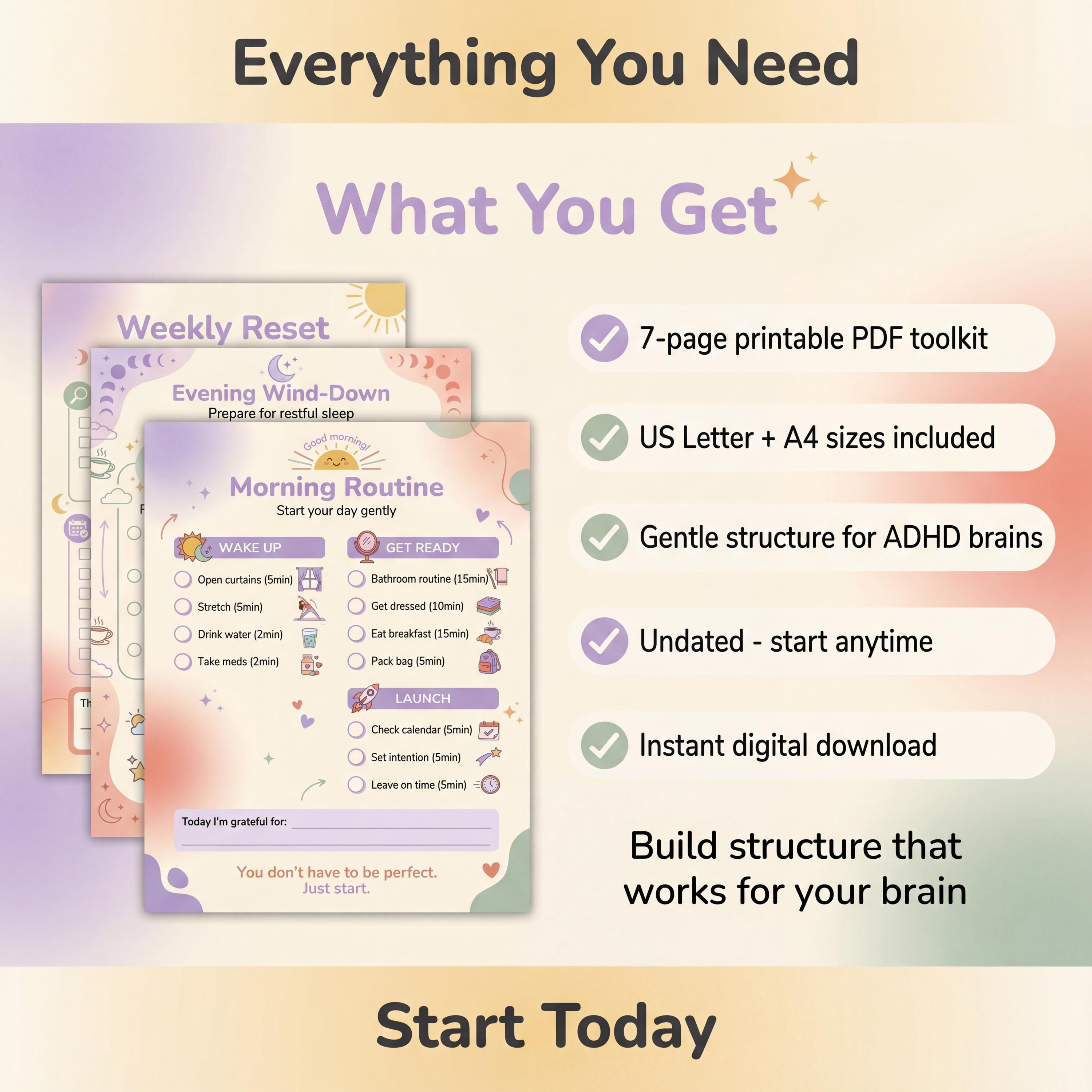 ADHD Planner Toolkit | Daily Routine, Habit Tracker (digital Download ...