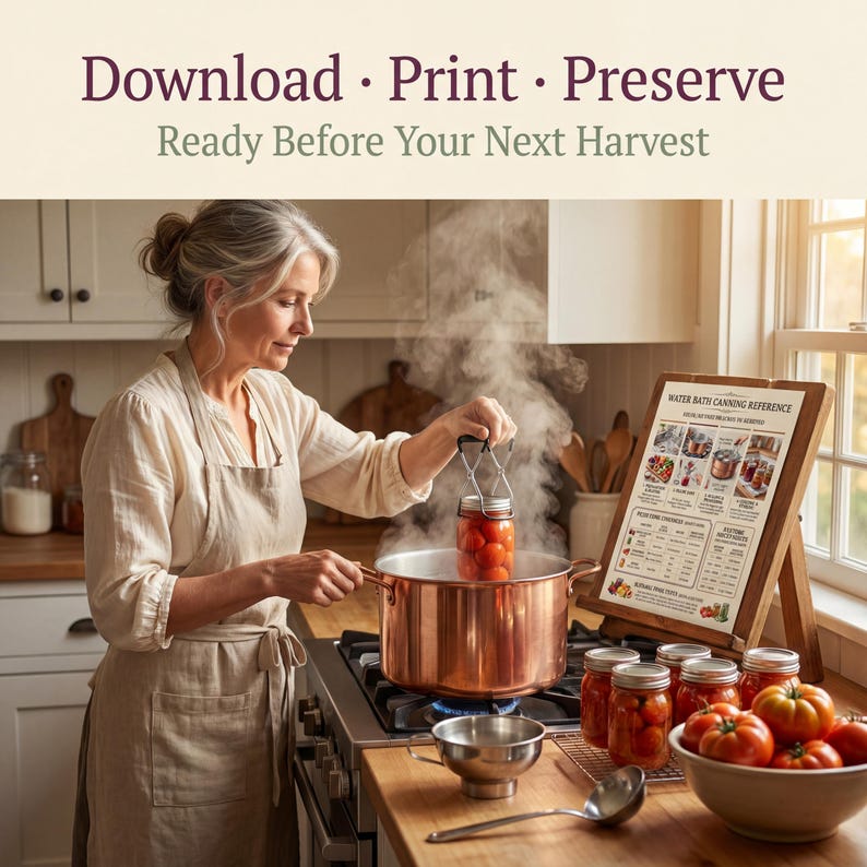 How to use The Complete Home Canning & Preserving Guide - 10 Reference Charts: download instantly after purchase, print at home or at a local print shop, and use as a quick reference guide