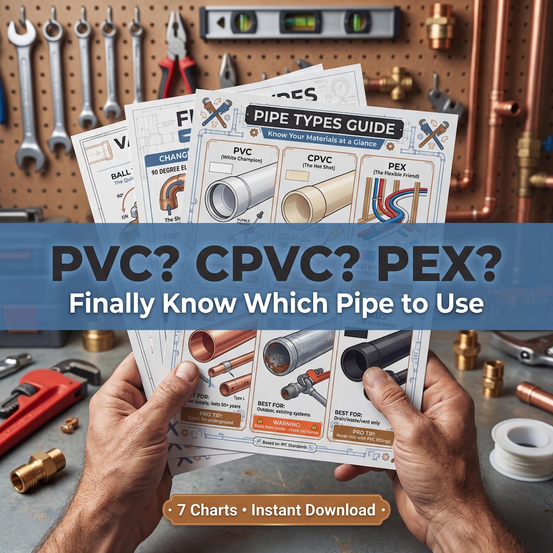 Pipe Visual Guide Plumbing Reference Chart | 7 Visual Guides | Pipe Types Fittings Valves ...