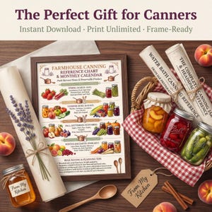 The Complete Home Canning & Preserving Guide - 10 Reference Charts makes a thoughtful gift for home cooks and kitchen enthusiasts - instant download, personal use license, ready to print and use as a quick reference guide