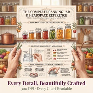 Close-up detail of The Complete Home Canning & Preserving Guide - 10 Reference Charts (canning guide) showing modern illustrated design quality and 300 DPI print resolution