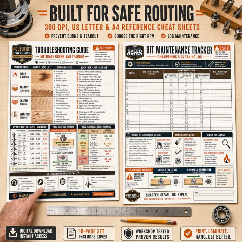 Router Machine Checklist Router Bit Speed Reference Chart | Woodworking RPM Guide, Setup ...