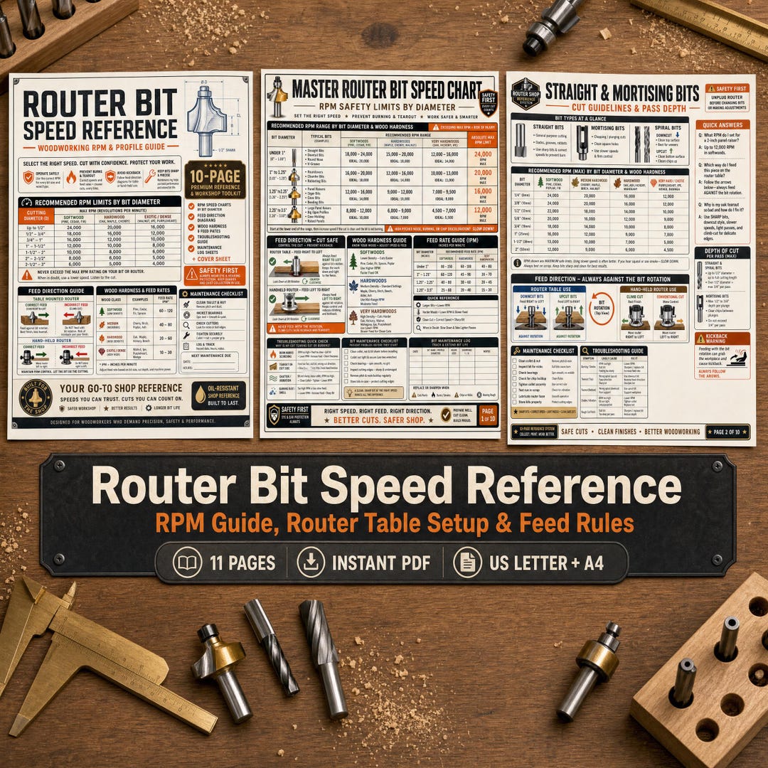 Router Bit Reference Router Bit Speed Reference Chart | Woodworking RPM Guide, Setup ...