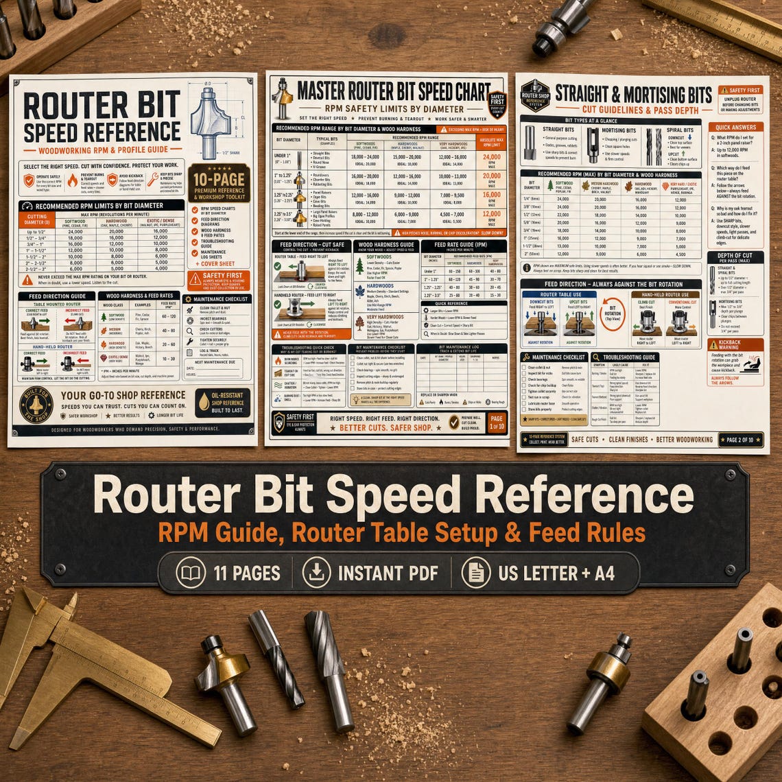 Router Bit Speed Reference Chart | Woodworking RPM Guide, Setup ...