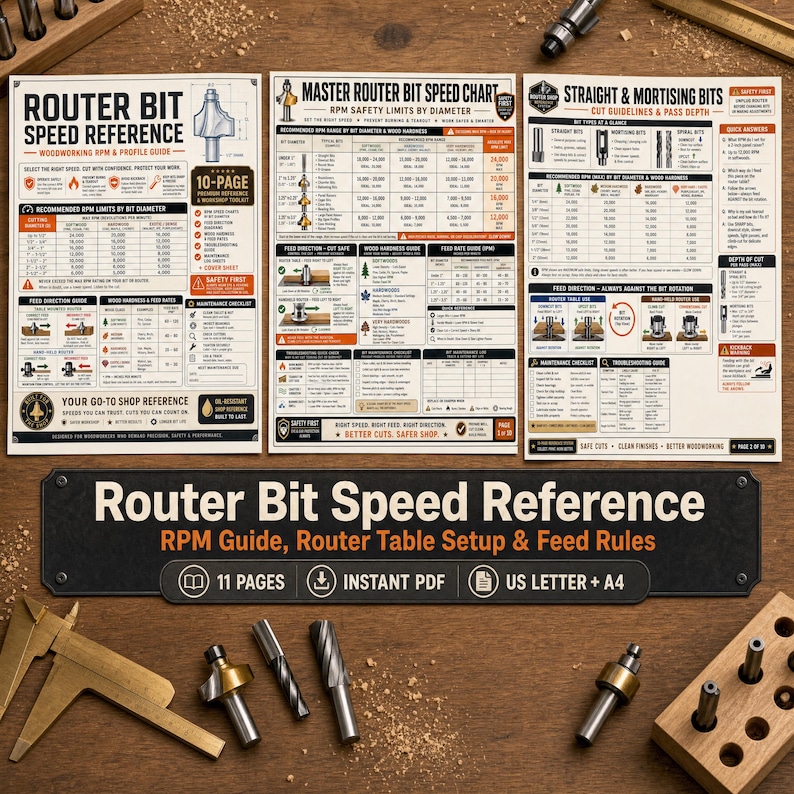 Freud Recommended Router Bit Rpm Chart Router Bit Speed Reference Chart | Woodworking RPM Guide, Setup ...