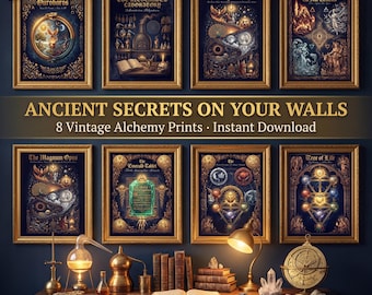 Láminas de arte alquímico vintage / Decoración esotérica y oculta (descarga digital)