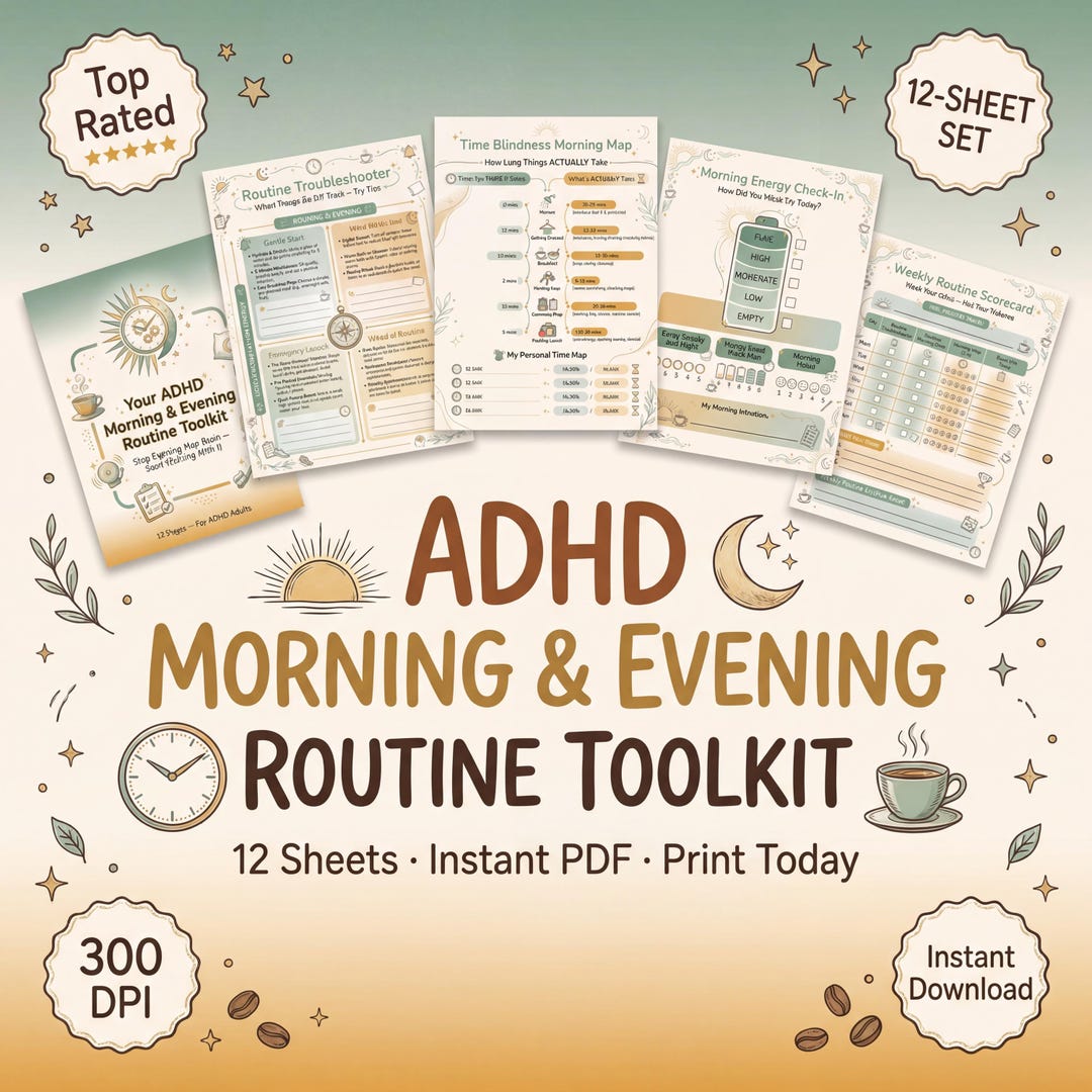 ADHD Morning Evening Routine Toolkit | 12-page Daily Planner | Bedtime ...