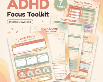ADHD Focus Planner | Dopamine-Friendly Printable Toolkit (Digital Download)