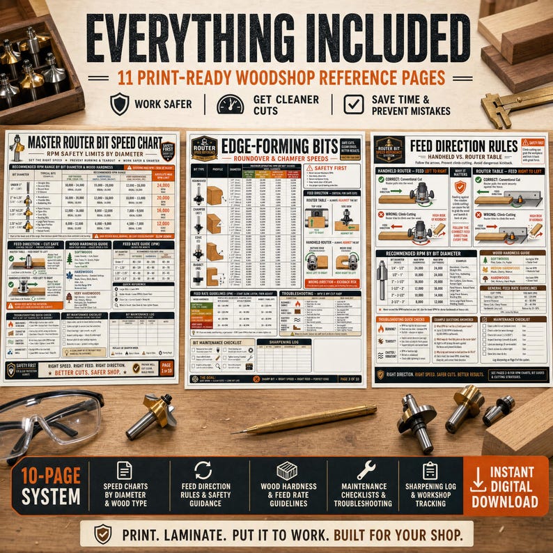 Router Bit Speed Reference Chart | Woodworking RPM Guide, Setup ...