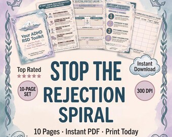 ADHD RSD Toolkit | Rejection Sensitivity Workbook | Emotional Flooding | People Pleasing | Printable | Digital Download