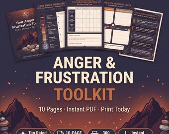 Kit de herramientas para el TDAH, la ira y la frustración / Cuaderno de trabajo de regulación emocional de 10 páginas / Imprimible / Descarga digital