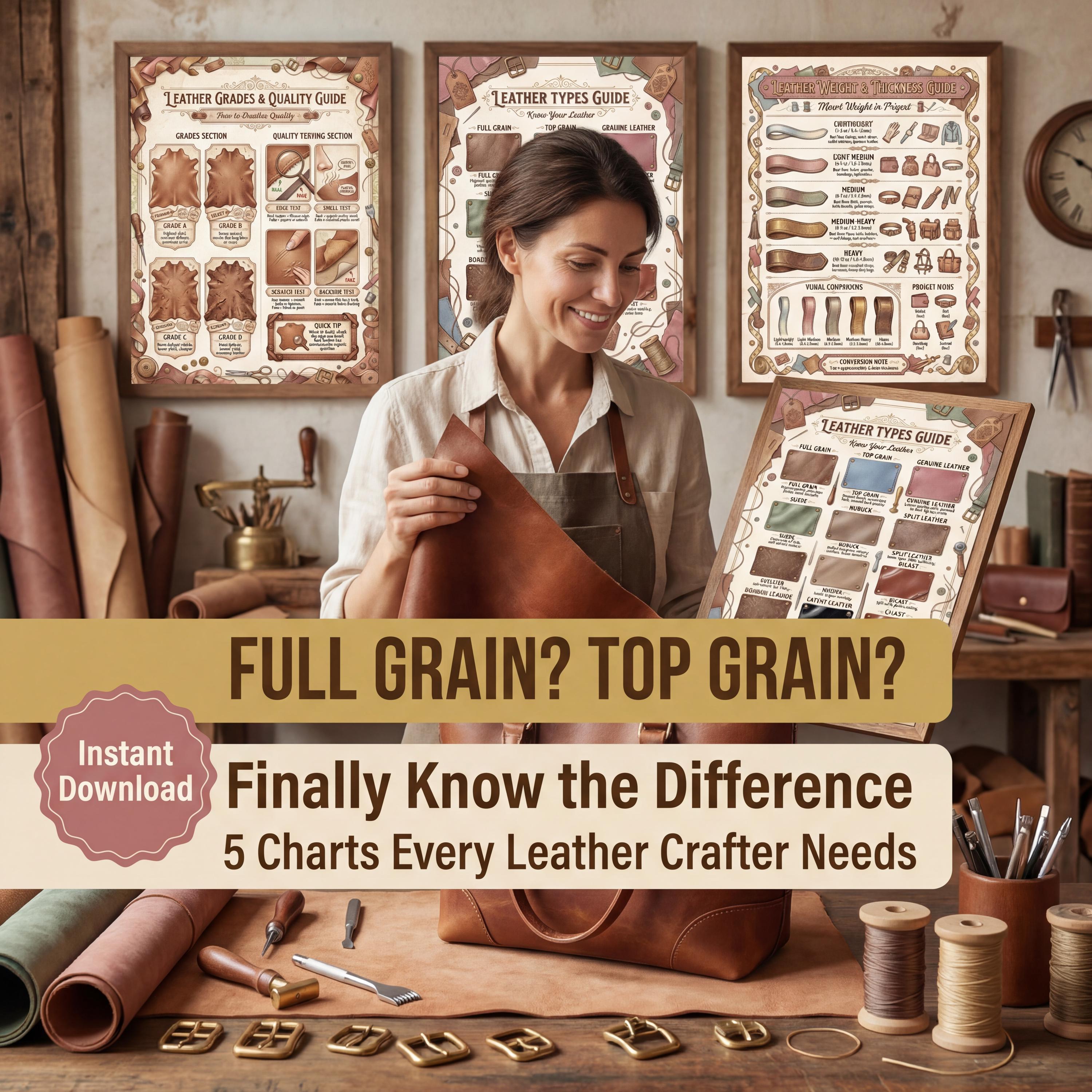 Leather Types & Grades Chart | Craft Room Reference (digital Download ...