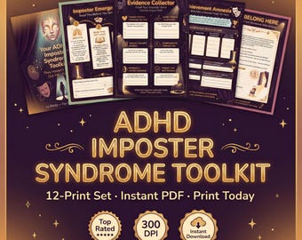 Kit de herramientas para el síndrome del impostor en el TDAH / Cuaderno de trabajo de 12 páginas para la autoestima / Confianza / Imprimible / Digital