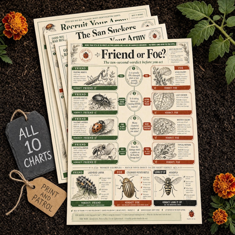 Garden Pest Identification Charts | Good Bug Bad Bug Printable Guide ...