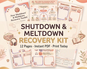 Kit de herramientas para la recuperación del TDAH y las crisis / Kit de crisis de 12 páginas / Sobrecarga sensorial / Imprimible / Descarga digital