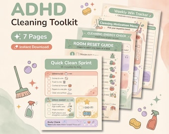 ADHD Cleaning Planner | Room Reset Checklist, Motivation Menu (Digital Download)