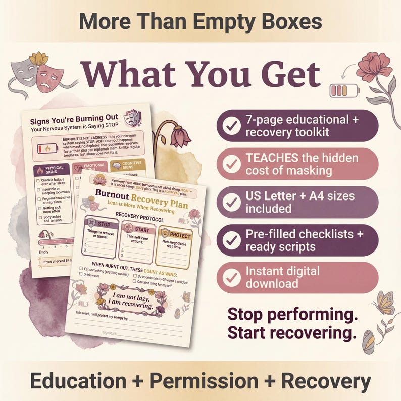 ADHD Masking Burnout Toolkit | Unmasking Guide & Boundary Scripts ...