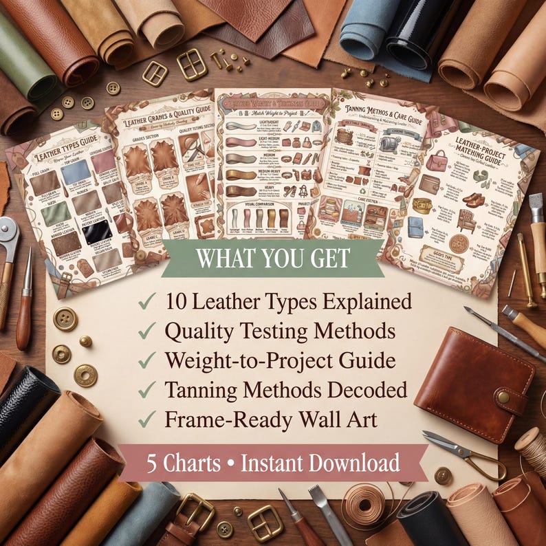 Leather Types & Grades Chart | Craft Room Reference (digital Download ...