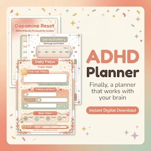 Gamified ADHD Planner Printable | Brain Dump, Habit Tracker (Digital Download)