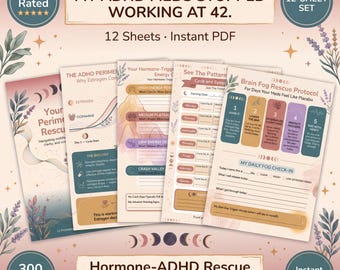 Kit de rescate para la perimenopausia con TDAH / Kit de supervivencia hormonal de 12 hojas / Cuando tus medicamentos dejan de funcionar / Imprimible / Digital