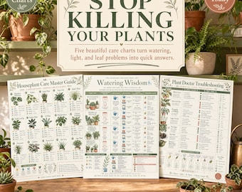 Houseplant Care Guide Prints | Beginner Plant Parent Charts (Digital Download)