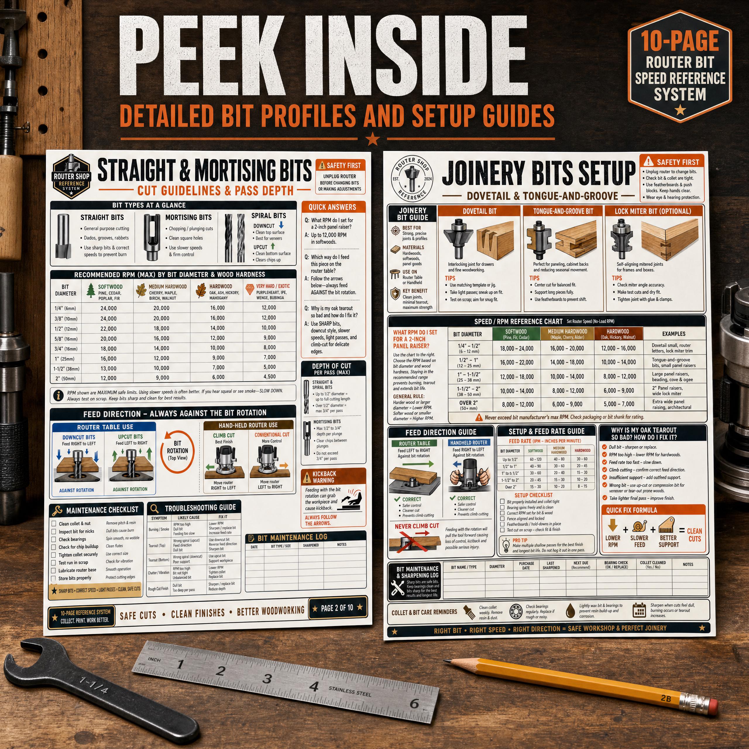 Router Bit Speedguide Router Bit Speed Reference Chart | Woodworking RPM Guide, Setup ...