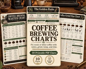 Kaffee-Browsing-Charts | Barista Ratgeber: Mischungsverhältnisse & Mahlgrade (PDF Download)