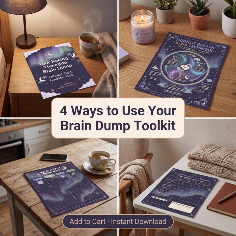 Adhd Racing Thoughts ADHD Racing Thoughts Brain Dump Toolkit | 10-page Night Journal ...