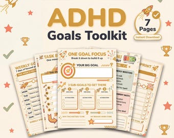 ADHD Goal Planner: 7-Page Project Dashboard, Task Breakdown, Win Tracker & Motivation Menu PDF