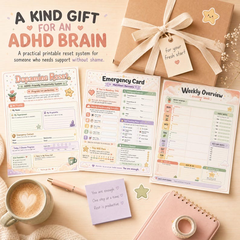 Gamified ADHD Planner Printable | Brain Dump, Habit Tracker (digital ...