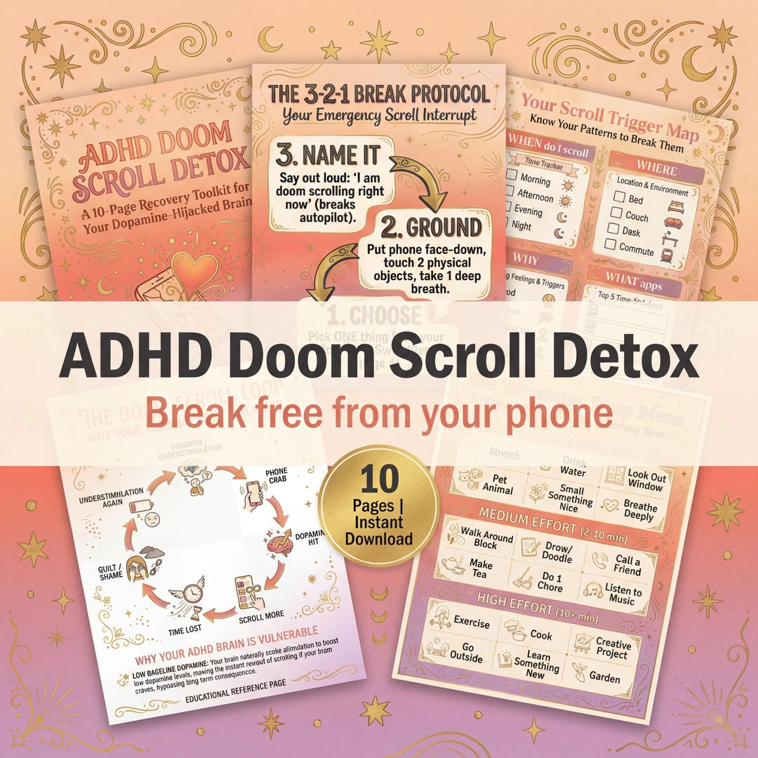 ADHD Doom Scroll Detox Toolkit | Screen Time Tracker Digital Download ...