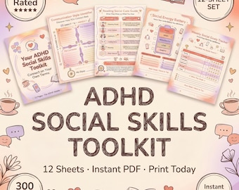 ADHD Social Skills Toolkit | 12-Page Communication Workbook | Conversation Scripts | Printable | Digital