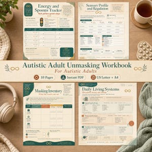 Autistic Adult Unmasking Workbook | Burnout Recovery, Self-Advocacy & Sensory Regulation | 10 Printable Pages | Neurodivergent PDF