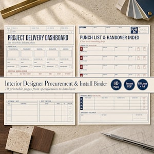 Interior Design Client Binder: Printable FF E Procurement and Install PDF